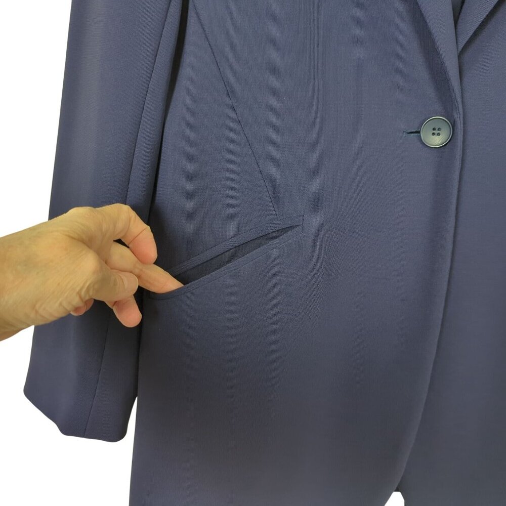 Boston Proper Blue Blazer Size 14 One button Comfortable Career Slat Pockets - Picture 5 of 16